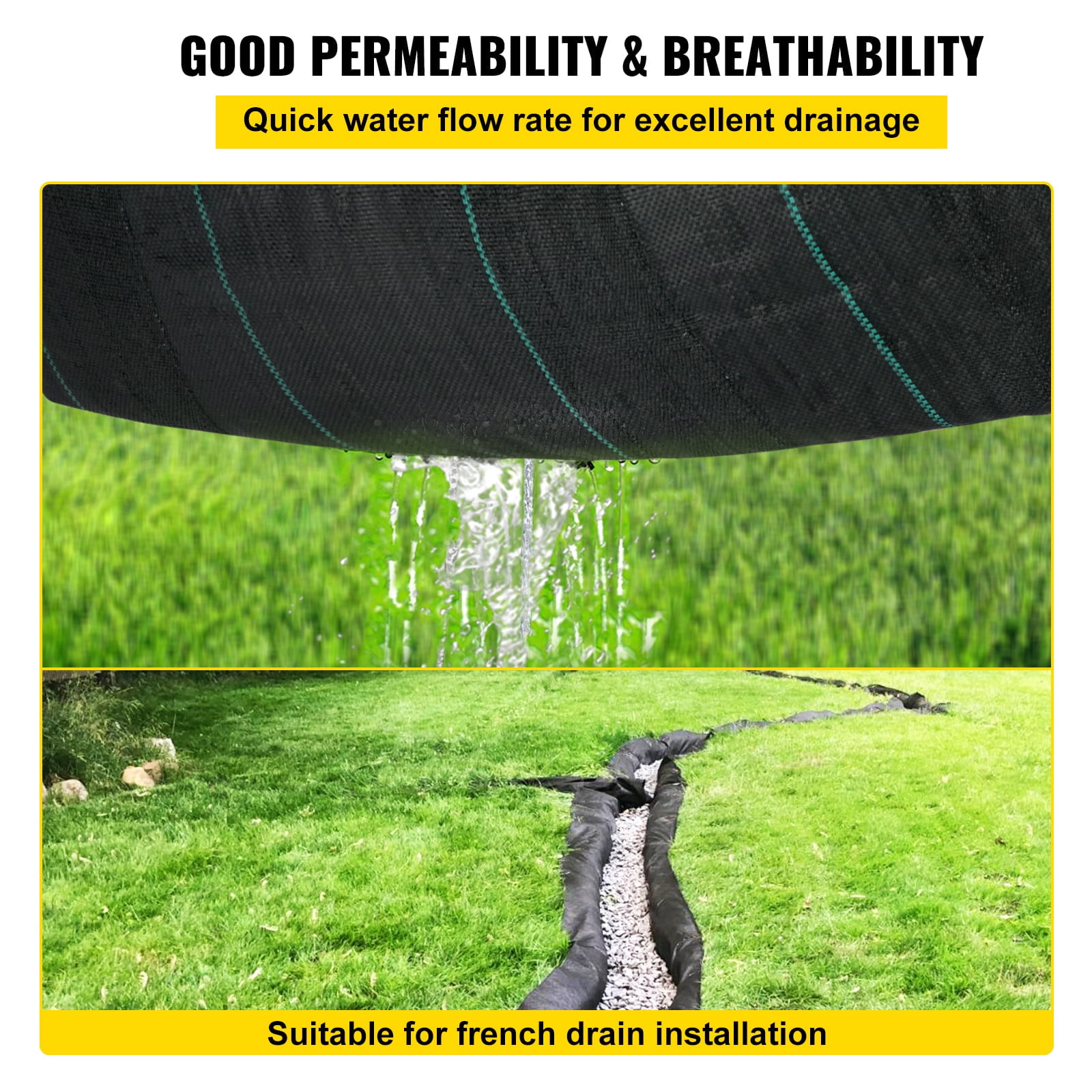 SKYSHALO Geotextile Fabric 12.5 x 50 ft 3.5oz Woven PP Driveway Drain Cloth Heavy Duty Underlayment for Soil Stabilization, w/ 600lbs Tensile Strength,Landscaping, Weed Barrier, Black