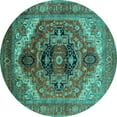 thumbnail image 1 of Ahgly Company Indoor Round Persian Turquoise Blue Traditional Area Rugs, 8' Round, 1 of 4