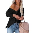 thumbnail image 4 of FASHIONWT Women Solid Color Long Sleeve V-Neck Button-Up Loose Flowy Cardigan, 4 of 4