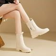 thumbnail image 3 of Women's Waterproof Lug Sole Chelsea Ankle Boots fashion slip-on Platform Chunky Heel Combat booties Casual Comfortable non-slip outdoor work Rain shoes Boots, 3 of 6