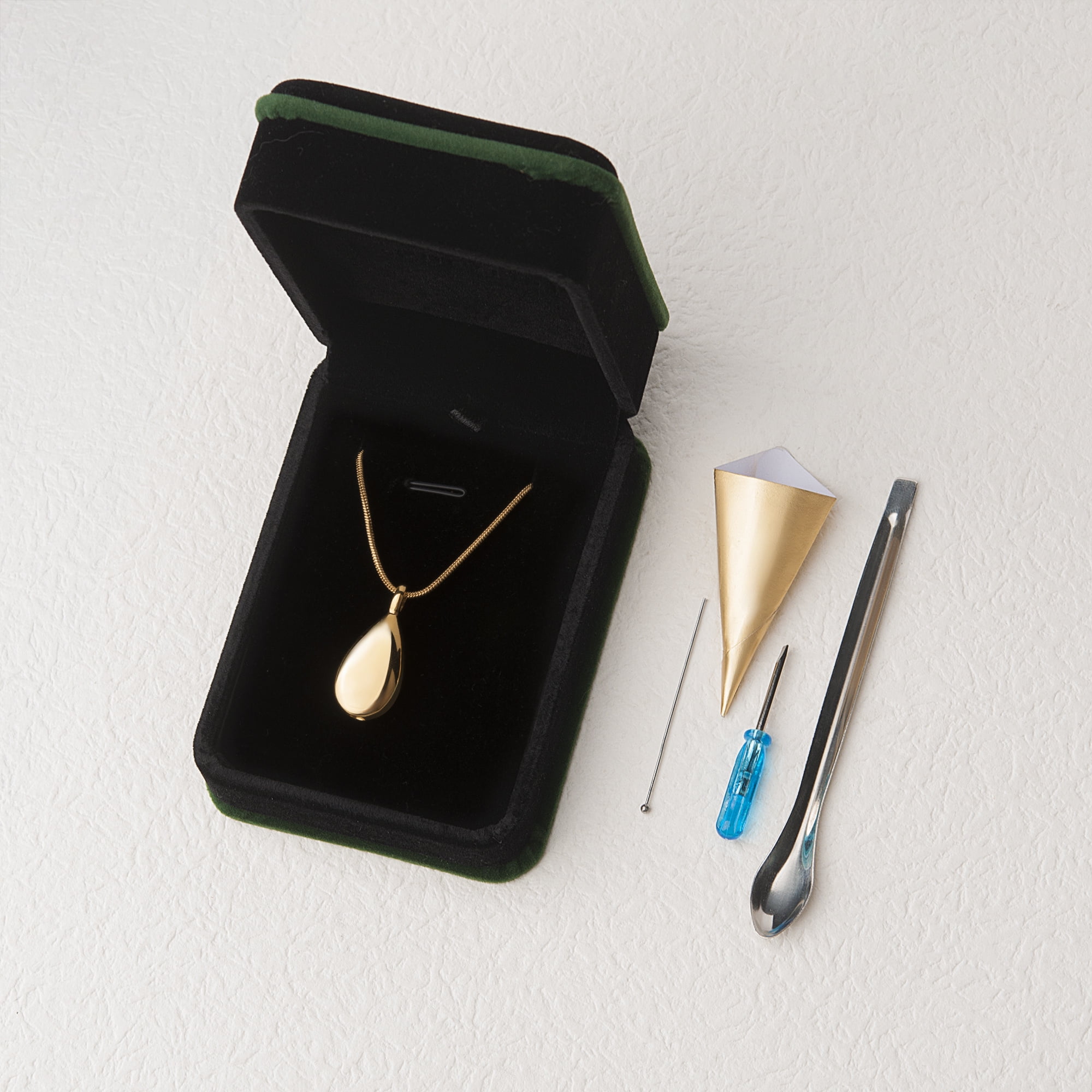 Anavia Memory Teardrop Keepsake Ashes Necklace, Urn Pendant Cremation Memorial Jewelry, Urn Necklace for Human Ashes - [Gold Necklace]