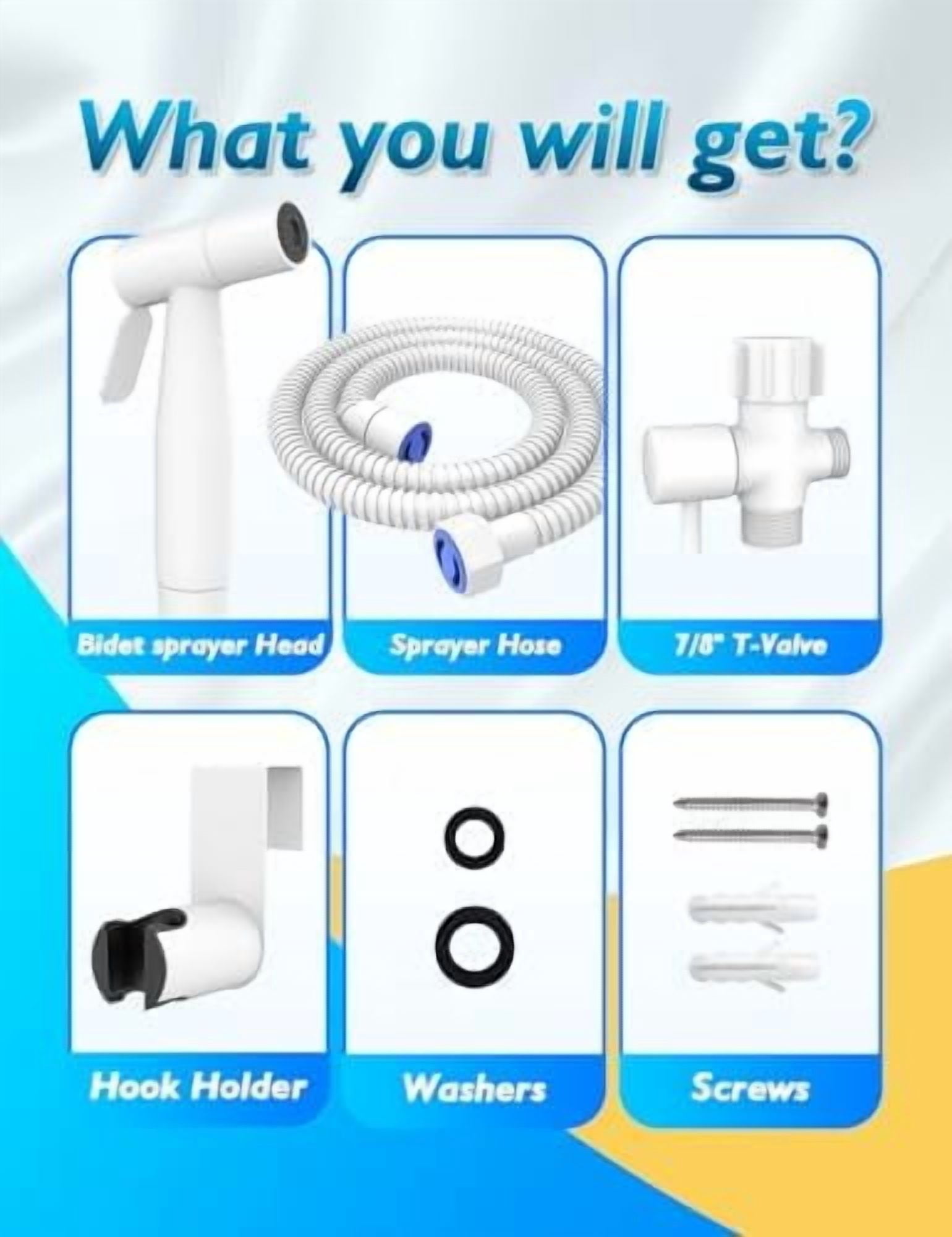 Matte White Handheld Bidet Sprayer for Toilet, Jet Sprayer for Toilet Muslim Shower, Adjustable Cloth Diaper Sprayer Bidets Attachment for Toilet, Bidet Hose for Feminine Wash