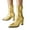 Gold, variant on Womens Gogo Boots Pointed Toe Elastic Ankle Boots High Block Heel Fall Boots