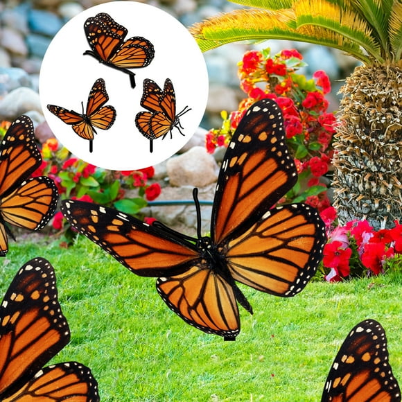 Sunjoy Tech 3Pcs Butterfly Lawn Stakes Realistic Looking Non-Fading Weather-Resistant Vivid Color Butterfly Garden Stakes Pathway Ornaments Garden Supplies