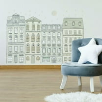 Illustrated Townhouses Peel and Stick Giant Wall Decals