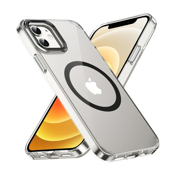 Magnetic for iPhone 12 Pro / 12 6.1" Clear Case Compatible with Magsafe Military-Grade Protection Shockproof Phone Bumper,Anti-Scratch Drop Proof Anti-Fingerprint Clear Hard Back Cover Back,Black