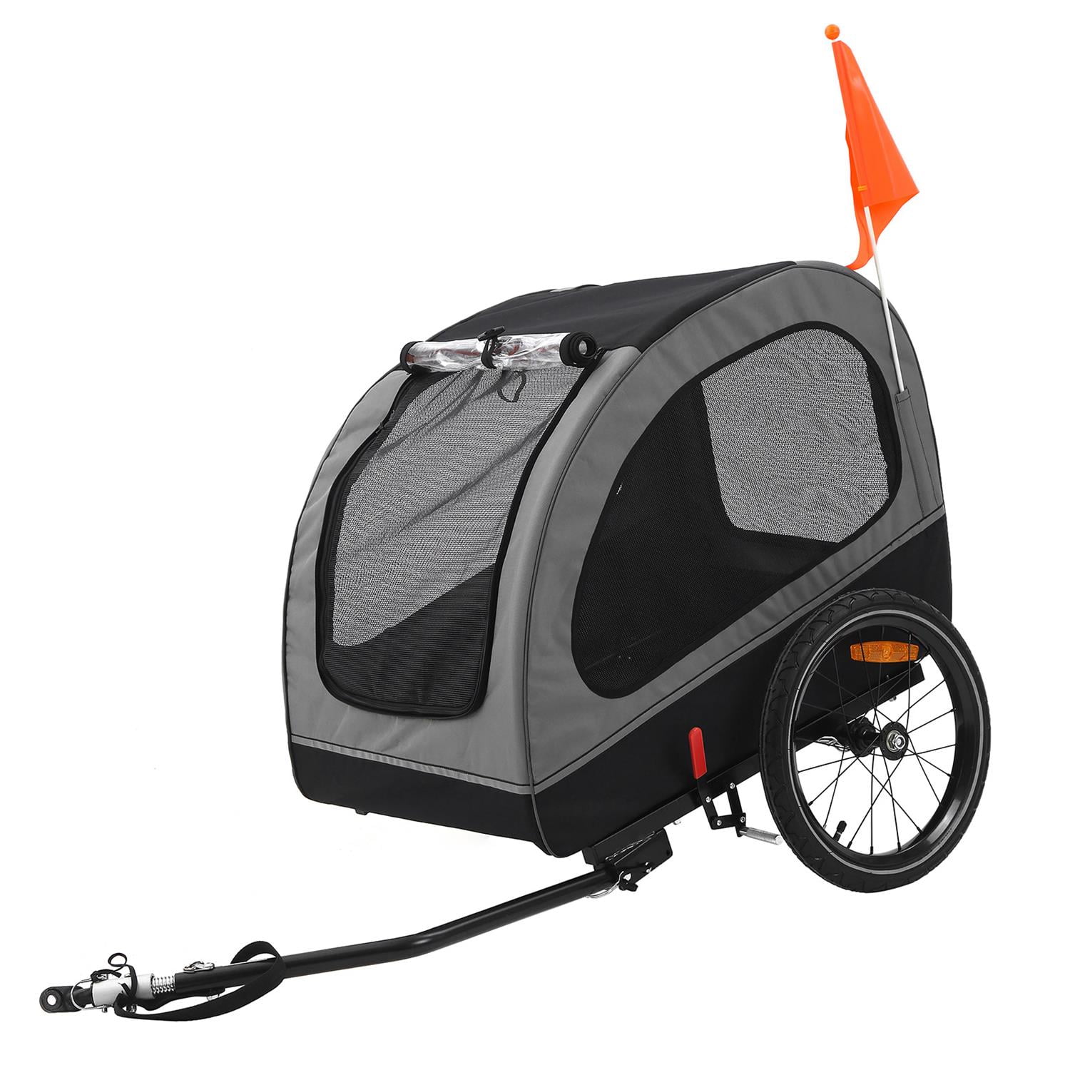 Pefilos 30" Dog Bike Trailer for Small and Medium, Pet Trailer with Suspension, Visibility Flag, Air-Filled Tires, Collapsible Stroller Bicycle Carrier, Gray Pefilos 30" Dog Bike Trailer for Small and Medium, Pet Trailer with Suspension, Visibility Flag, Air-Filled Tires, Collapsible Stroller Bicycle Carrier, Gray