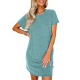 thumbnail image 1 of Lucoss Robe T-Shirt Mini à Manches Courtes Col Rond Décontractée d'Été pour Femmes, S-2TG, 1 of 5