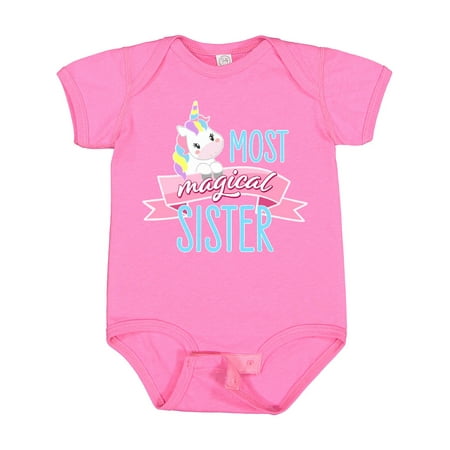 

Inktastic Most Magical Sister- cute unicorn Girls Baby Bodysuit