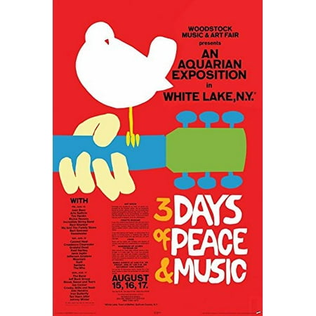 State Fair Sheet Music - Woodstock Music and Art Fair August 1969 Lineup 36x24 Music Art Poster 3 Days of Peace & Music
