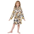 thumbnail image 6 of FORMRS Niños Bathrobe Unisex Hooded Robe Soft Plush Pajamas Sleepwear, Size 10-12T, Brown Flowers, 6 of 7