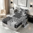 thumbnail image 2 of Manfei Leopard Patchwork Twin Sheets, Cheetah Print Bedding, Gray and Black, Black Reversible 3pcs1 Flat Sheet + 1 Fitted Sheet + 1 Pillowcase, 2 of 6