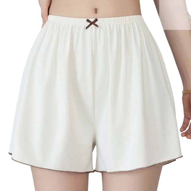 GigrtiJin Womens Mid Waisted Boxer Underwear Seamless Loose Solid Color Panties Sweat Proof Bow Ribbon Underpants