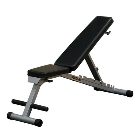 Powerline Folding Bench - 7-Position Adjustable Weight Bench for Home Gym, Incline/Decline, No Assembly Required, Silver/Black