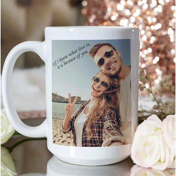 Custom Coffee Mug with Photo, Personalized Picture Coffee Cup, Anniversary Mug Gift for Him, Customizable Text Mug for Men, Gift for Dad