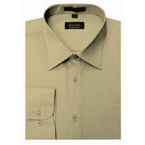 Amanti CL1022-20x34-35 Amanti Mens Wrinkle Free Tan Dress Shirt - Tan-20 x 34-35