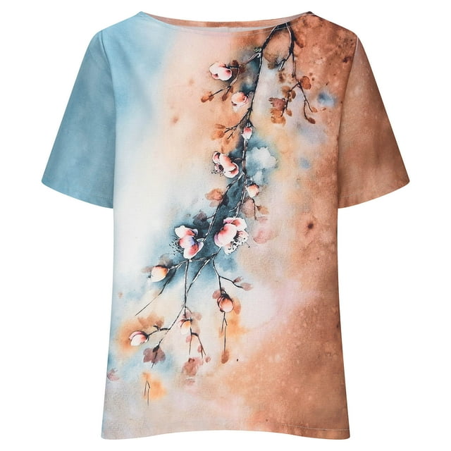 Birdeem T-Shirt Décontracté Mode Femme Col Rond Manches Courtes Ample