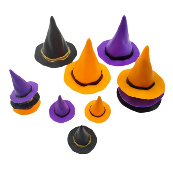 Mini Witch Hat Halloween Decor Miniature Hats Small for Cake Tiny Ornament House Plastic Decors Crafts Decoration