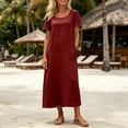 thumbnail image 2 of Horkkom Tshirt Dress Women Summer Short Sleeve Crew Neck Maxi Dresses Vacation Loose Casual Dresses with Pockets S, 2 of 9