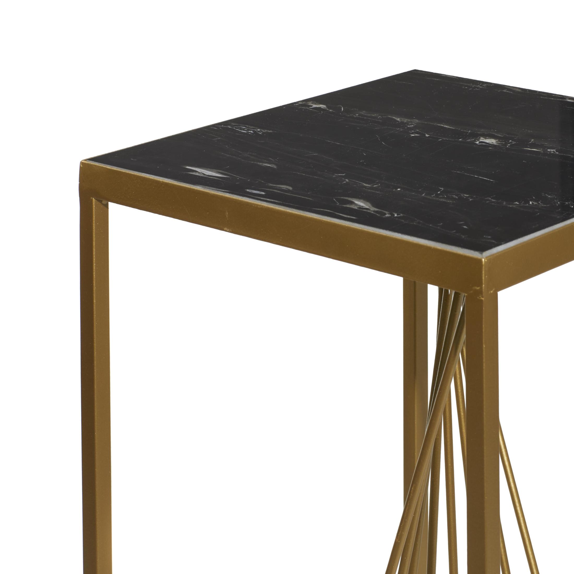 DecMode Contemporary Metal Square Pedestal Table, with Gold/Black Finsh, Set of 2 30", 26"H