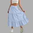 thumbnail image 5 of BRGZLK Long Beach Skirts For Women Summer Solid Color Casual Elastic High Waisted Flowy Tiered Vacation Maxi Skirt with Pockets, 5 of 7