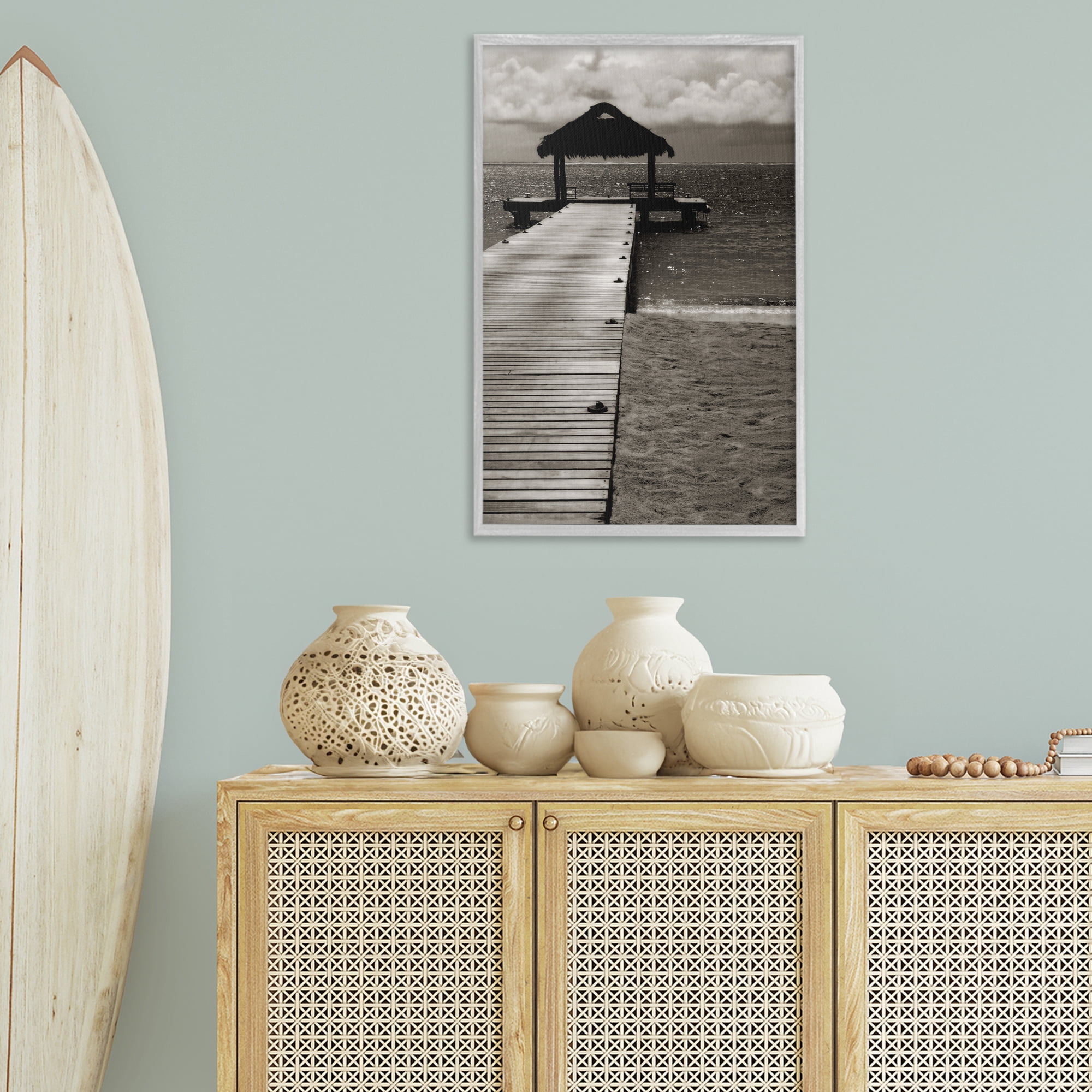 Stupell Industries Covered Jetty Dock Landscape Photography Gray Framed Art Print Wall Art, 20 x 30
