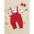 thumbnail image 3 of Suealasg Baby Girl Fall Outfit Long Sleeve Strawberry Print Jumpsuit +Bowknot Headband 2Pcs Baby Girl Clothes 0-18 Months, 3 of 8