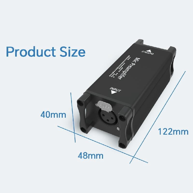 JZROCKER 25dB Mic Preamplifier Small Microphone Preamp Perfectly For Livestreaming Radio Broadcasts And Studio Use