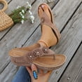 thumbnail image 4 of Dakaela Wedge Sandals Women Flower Platform Dressy Summer Flip Flops Arch Support Comfortable Slip on Orthopedic Thong Slides Size 6-10 Brown, 4 of 8