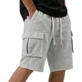 thumbnail image 2 of cllios Waffle Knit Cargo Shorts for Men Multi Side Flap Pockets Elastic Drawstring Waist Solid Color Casual Summer Streetwear Shorts, 2 of 6