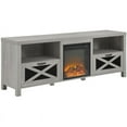 thumbnail image 1 of Meuble TV avec Cheminée Style Ferme Rustique 70 Pouces en Gris Pierre, 1 of 9