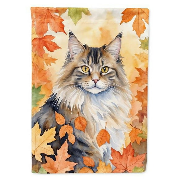 Carolines Treasures DAC7153GF 15.5 x 11.25 in. Norwegian Forest Cat in Fall Leaves Garden Flag
