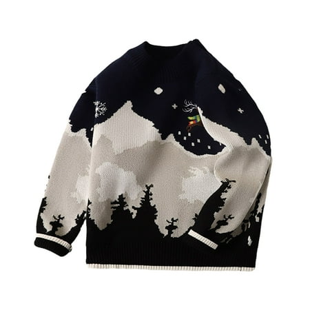 

KYAIGUO Kids Boys Christmas Pullover Sweater Toddler Girls Xmas Cartoon Knit Sweater Blouse Winter Warm Jumper Tops 2-14T