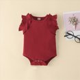 thumbnail image 5 of NOLDARES Baby Girl Romper Clothes + Shorts + Headband Summer Outfits 3 Piece Set Short Sleeve Round Neck Bowknot Soft(Wine,3-6 M), 5 of 9