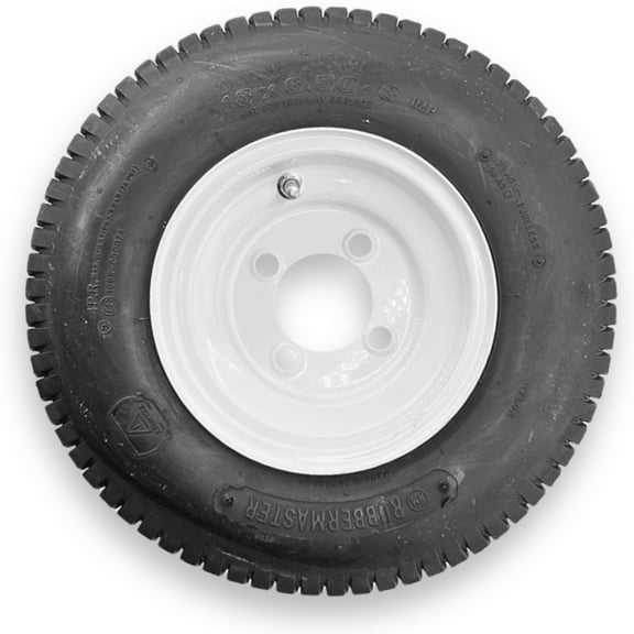 RubberMaster 18x6.50-8 4 Ply Turf Tire and 4 on 4 Stamped
