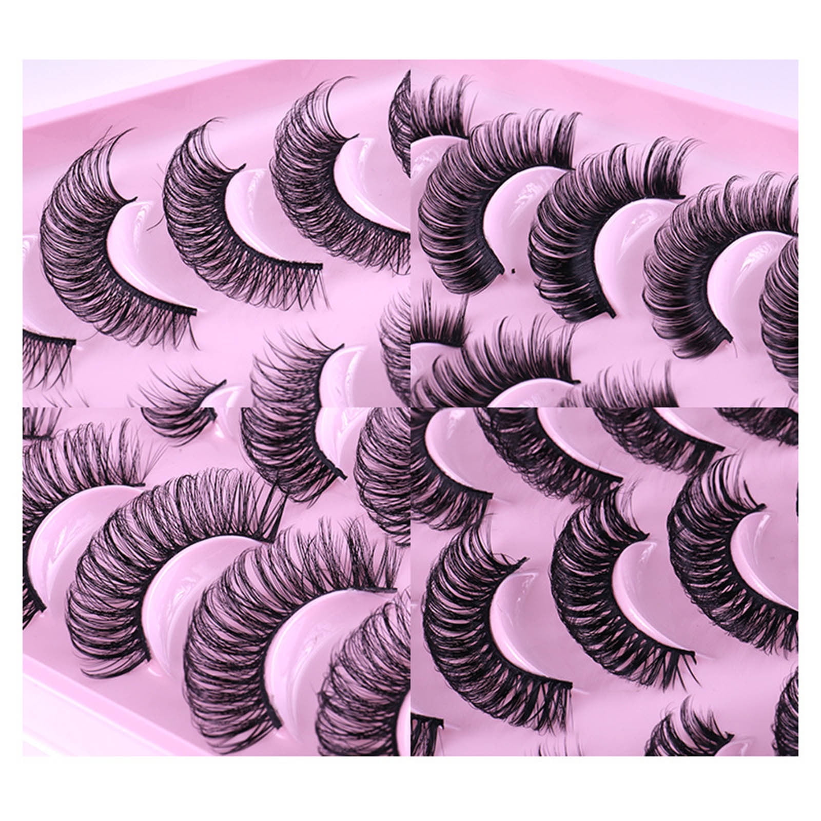 Natural Synthetic Volume False Eyelashes - Pack of 20 Pairs, Thick Full Volume, Natural Curling, High-Quality Synthetic Fibers, Dramatic Look, Beauty Makeup Tool, Women, Reusable