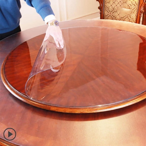 Clear Plastic Tablecloth Protector Round Table Transparent Cover Vinyl Table Cloth for Kitchen and Home Table (50cm Diameter,2.0mm Thick)