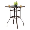 thumbnail image 5 of 31.5" Outdoor Bistro Table, Square Steel Frame High Top Bar Table, All Weather Patio Bar Table, Tempered Glass Table Top Garden Porch Bistro Bar Height Table, JA2124, 5 of 9