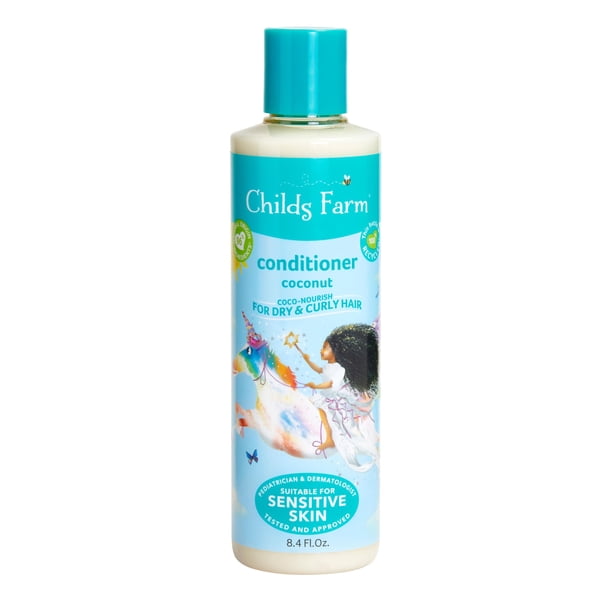 Childs Farm Kids Acondicionador para cabello seco y rizado Coco- Acondicionador nutritivo contiene una fragancia maravillosa que no irrita la piel sensible 8.4 fl oz