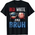 thumbnail image 1 of Moda • Camiseta 100 % algodón con diseño de bandera de Bruh, roja y blanca, para hombre, mujer y niño, A58, 1 of 6