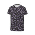 thumbnail image 3 of Honeii Bat Purple Print Kids Boy T-Shirt,Breathable Round Neck Tee,Stylish Summer Tee for Boys, for Outdoor Activities and Casual Wear, 3 of 7
