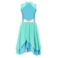 thumbnail image 3 of Zaldita Girls Kids Color Block Praise Lyrical Dance Dress Sleeveless Liturgical Worship Tunic Asymmetrical Hem Dancewear A Mint Green&Blue 8, 3 of 7