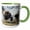Green/White, variant on 3drose, Musk Ox Watching over Young Calves., 11oz Two-tone Black Mug