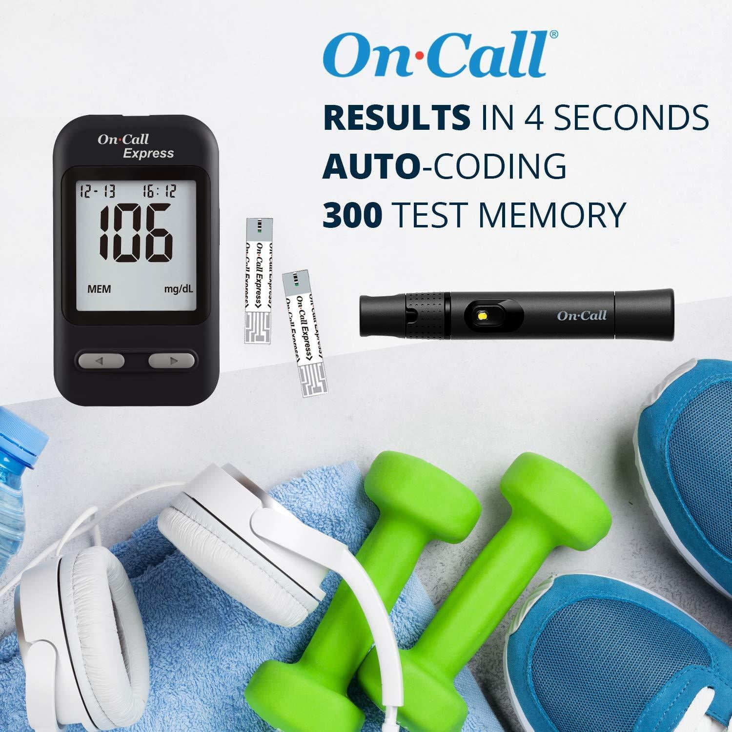 On Call Express Diabetes Testing Kit Blood Glucose Meter 10 Blood Test Strips 1 Lancing Device 30g Lancets Control Solution Carrying Case Log Book Black New Walmart Com Walmart Com On Call Express Diabetes Testing Kit Blood Glucose Meter 10 Blood Test Strips 1 Lancing Device 30g Lancets Control Solution Carrying Case Log Book Black New Walmart Com Walmart Com