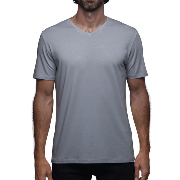 Playera Cuello V Para Hombre De Algodón Pima y Tela Spandex Unbranded Co V Neck Silver 2XL