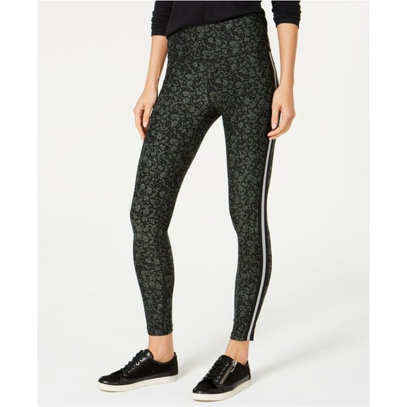 Calvin Klein Womens Printed Metallic-Stripe High-Waist Leggings,Micro Boom,2XL