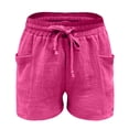 thumbnail image 4 of Shorts for Women Running Swim Athletic Solid Color Wrinkle Cloth High Waist Pocket Shorts, 4 of 7