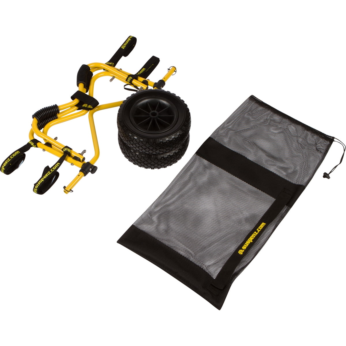 Suspenz Kayak Canoe Transport Trailer, DLX Kayak Cart Trolley, Airless Wheels, Straps, 150lb Capacity