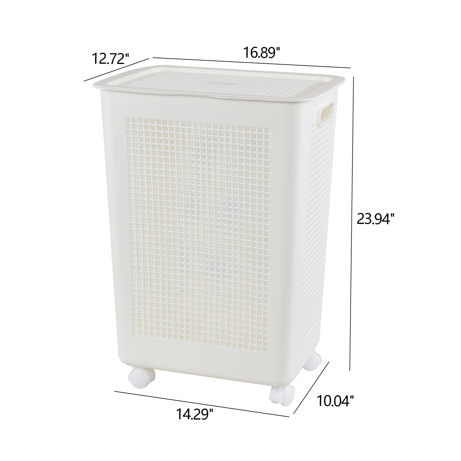 Ewingger 4 Pack 58 L Laundry Basket with Lid and Wheels, Large Plastic Dirty Clothes Hamper, White