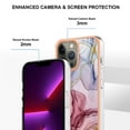 thumbnail image 3 of ELEHOLD for iPhone 13 Pro 6.1 inch Marble Case, Clear Electroplated Frame Soft TPU Anti-Scratch Wear-Resistant Wireless Charging Slim Fit Transparent Case for iPhone 13 Pro, Rose, 3 of 5
